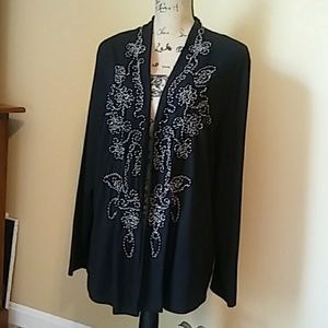 Black detailed cardigan.